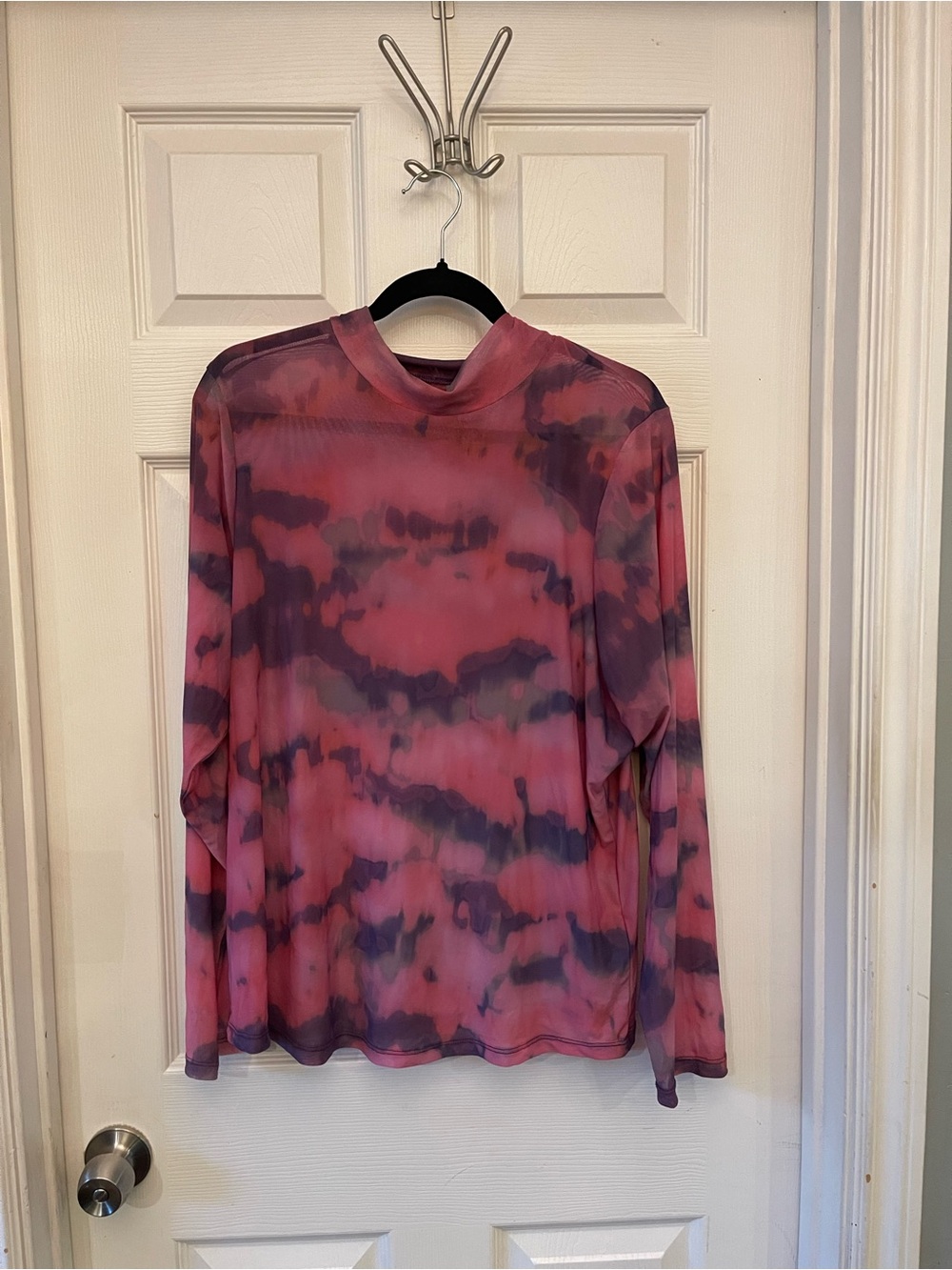 Anthropologie Pink and Purple Tie-Dye Mesh Long Sleeve Top